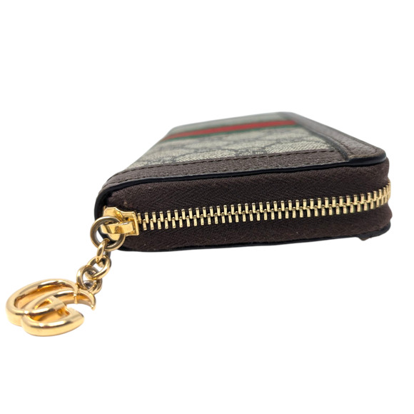 Gucci Ophidia GG Supreme Zip Wallet Beige Brown Web Stripe Double G Logo - Picture 7 of 10
